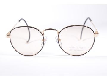 Pennine Roma Sport JV77 Black/Gold Panto Full Rim vintage Unisex with Brown Lenses