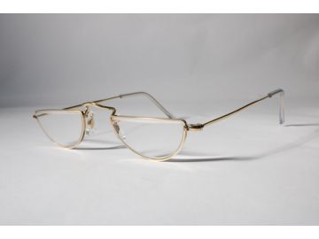 Algha Vintage 12 kt GF Halfmoon Unisex Gold Full Rim Metal Eyewear Glasses