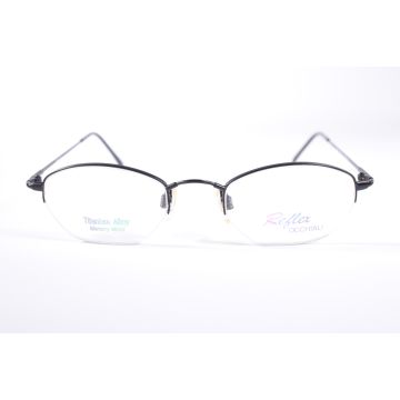 Reflex R-278N JV82 Black Rectangular Half Rim vintage Women’s new glasses with Clear Lenses