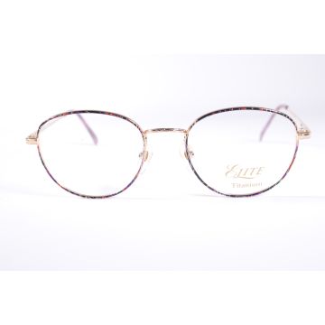 Elite 1 JV47 Gold/Pattern Round Full Rim vintage Women’s new glasses