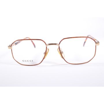 Eyeglasses_sunglasses_Gucci GG 1339 JV385 Brown/Gold Irregular Full Rim vintage Men’s new glasses with Clear Lenses
