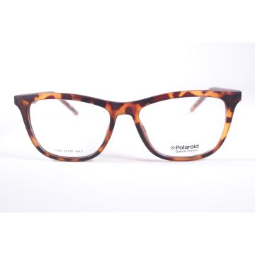 Eyeglasses_sunglasses_Polaroid PLD D203 JV97 Tortoiseshell(amixofbrownandblacktones) Square Full Rim vintage Men’s new glasses with Clear Lenses